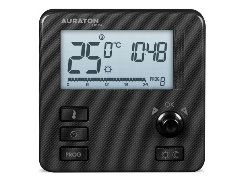 Temperature controller AURATON Libra CARBON (black) weekly, wired 3021